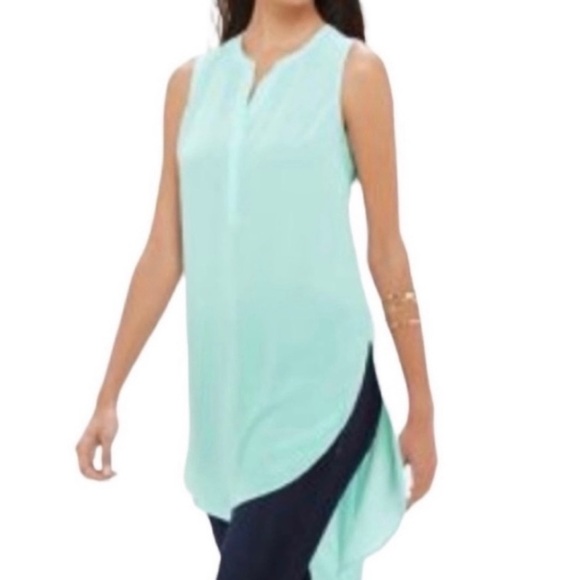 The Limited Light Blue Sleeveless Split Neck Long Top Size Small - Picture 1 of 7